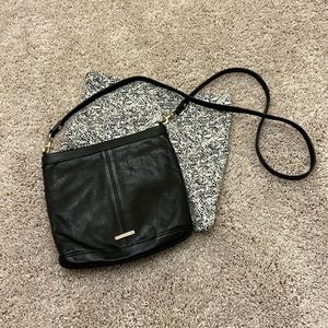 Rebecca Minkoff black leather zip top crossbody bag